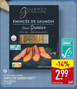 ALDI Gourmet finest cuisine émincés de saumon fumé façon gravlax offre