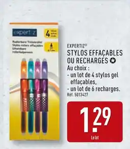 ALDI Expertiz stylos effaçables ou recharges offre