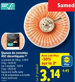 Lidl Deluxe queues de crevettes asc décortiquées offre