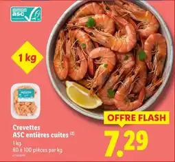 Lidl Crevettes asc entières cuites offre