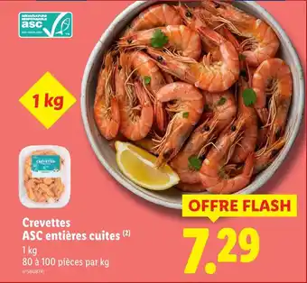 Lidl Crevettes asc entières cuites offre