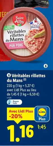 Lidl Saint alby véritables rillettes du mans offre
