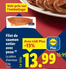 Lidl Filet de saumon entier avec peau offre