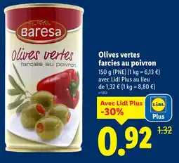 Lidl Baresa olives vertes farcies au poivron offre
