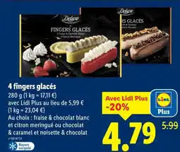 Lidl Deluxe 4 fingers glacés offre