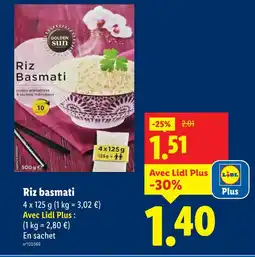 Lidl Golden sun riz basmati offre