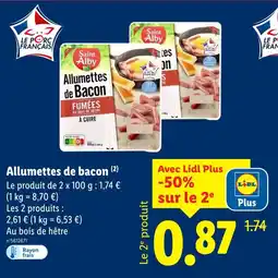 Lidl Saint alby allumettes de bacon fumées au bois de hêtre offre