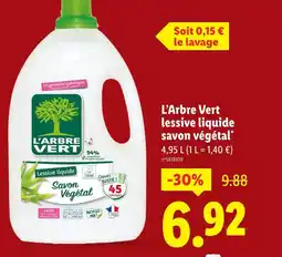 Lidl L'arbre vert lessive liquide savon végétal offre