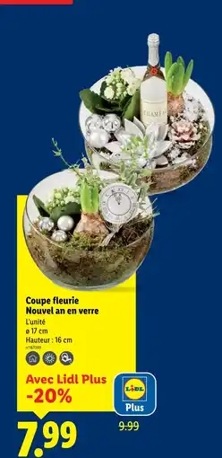 Lidl Coupe fleurie nouvel an en verre offre
