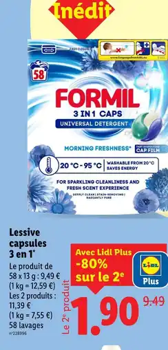 Lidl Formil 3 in 1 caps universal detergent offre