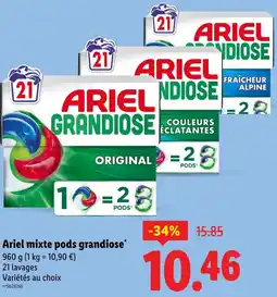 Lidl Ariel mixte pods grandiose offre