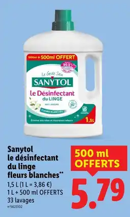 Lidl Sanytol le désinfectant du linge fleurs blanches offre
