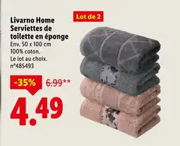 Lidl Livarno home serviettes de toilette en éponge offre