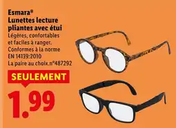 Lidl Esmara lunettes lecture pliantes avec étui offre
