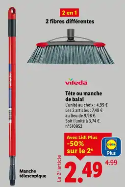 Lidl Vileda tête ou manche de balai offre
