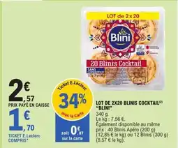 E.Leclerc Lot de 2x20 blinis cocktail blini offre