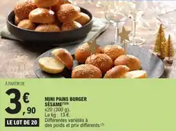 E.Leclerc Mini pains burger sésame offre