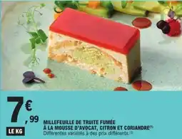 E.Leclerc Millefeuille de truite fumée à la mousse d'avocat citron et coriandre offre