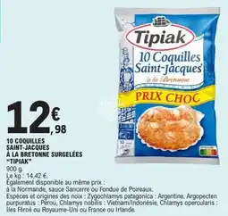 E.Leclerc 10 coquilles saint jacques à la bretonne surgelées tipiak offre