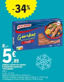 E.Leclerc Gambas crevettes rouges d'argentine surgelées pescanova offre