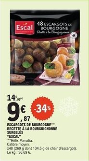 E.Leclerc Escargots de bourgogne recette à la bourguignonne surgelés escal offre