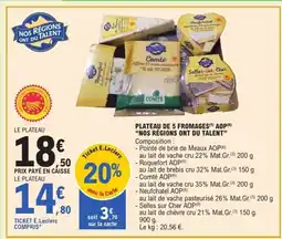 E.Leclerc Plateau de 5 fromages aop nos régions ont du talent offre