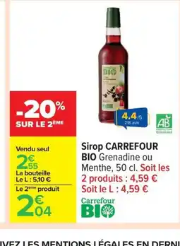 Carrefour CARREFOUR BIO Sirop offre