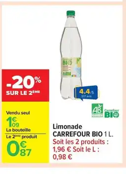 Carrefour CARREFOUR BIO Limonade offre