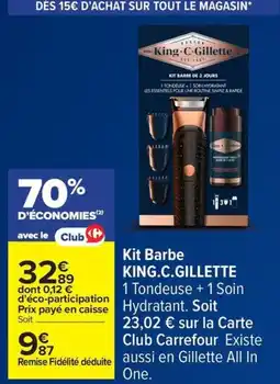 Carrefour KING.C.GILLETTE Kit Barbe offre