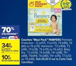 Carrefour PAMPERS Couches Maxi Pack offre