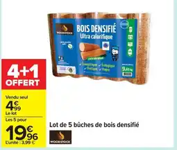 Carrefour WOODSTOCK Lot de 5 bûches de bois densifié offre