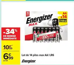 Carrefour ENERGIZER Lot de 14 piles max AA/ LR6 offre
