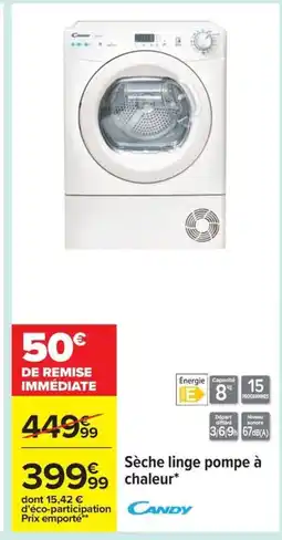 Carrefour CANDY Sèche linge pompe à chaleur offre