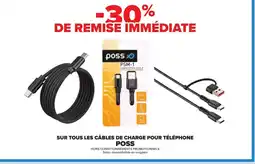 Carrefour POSS Sur tous les câbles de charge pour téléphone offre