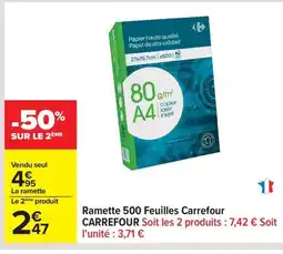 Carrefour CARREFOUR Ramette 500 Feuilles offre