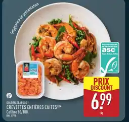 ALDI GOLDEN SEAFOOD Crevettes entières cuites offre