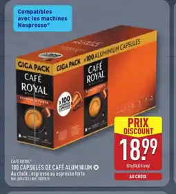 ALDI CAFÉ ROYAL 100 capsules de café aluminium offre