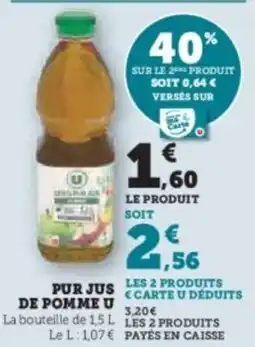 Hyper U Pur jus de pomme u offre