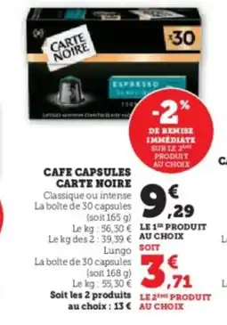 Hyper U CARTE NOIRE Cafe capsules offre