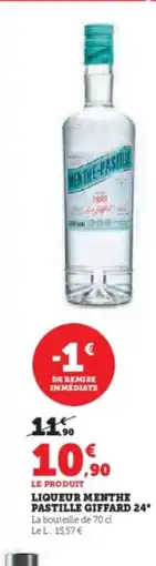 Hyper U MENTHE PASTILLE GIFFARD 24° Liqueur offre