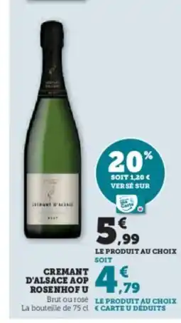 Hyper U Cremant d'alsace aop rosenhof u offre