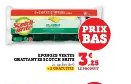 Hyper U SCOTCH BRITE Eponges vertes grattantes offre