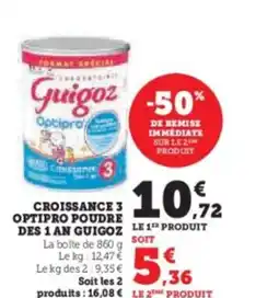 Hyper U GUIGOZ roissance 3 optipro poudre des 1 an offre