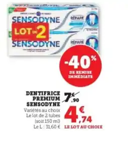 Hyper U SENSODYNE Dentifrice premium offre