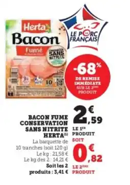 Hyper U HERTA Bacon fume conservation sans nitrite offre
