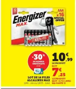 Hyper U Lot de 16 piles alcalines max offre