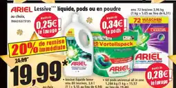 Norma ARIEL Lessive liquide, pods ou en poudre offre