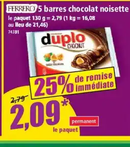 Norma FERRERO 5 barres chocolat noisette offre