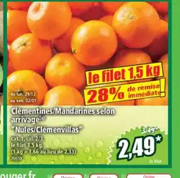 Norma Clémentines/Mandarines selon arrivage Nules/Clémenvillas offre