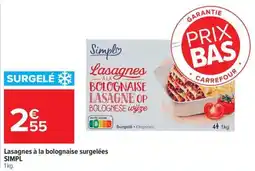 Carrefour Lasagnes à la bolognaise surgelées simpl offre